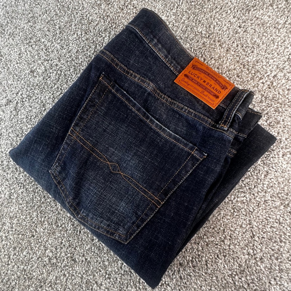 Lucky Brand 329 Classic Straight Jeans Mens 42x32 Dark Wash Advanced Stretch NWT